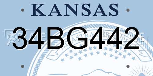 34BG442 Kansas License Plate
