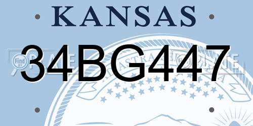 34BG447 Kansas License Plate