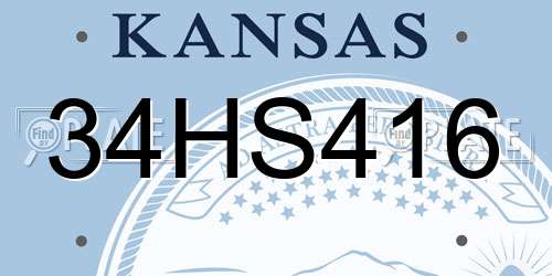 34HS416 Kansas License Plate