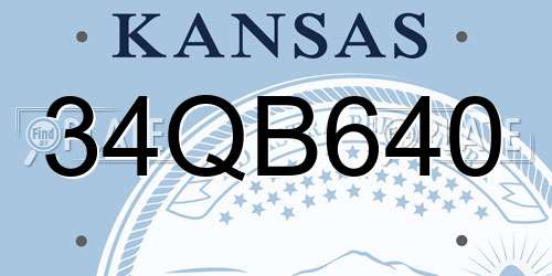 34QB640 Kansas License Plate