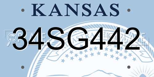 34SG442 Kansas License Plate