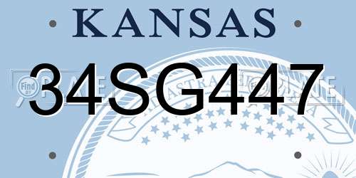34SG447 Kansas License Plate