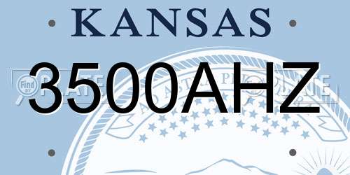 3500AHZ Kansas License Plate