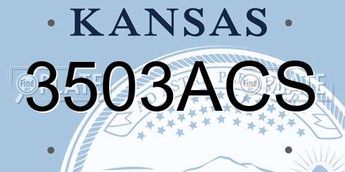 3503ACS Kansas License Plate