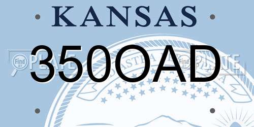 350OAD Kansas License Plate