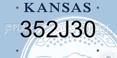 352J30 Kansas License Plate