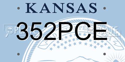 352PCE Kansas License Plate