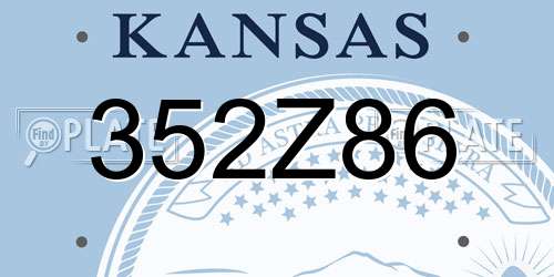 352Z86 Kansas License Plate