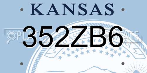 352ZB6 Kansas License Plate