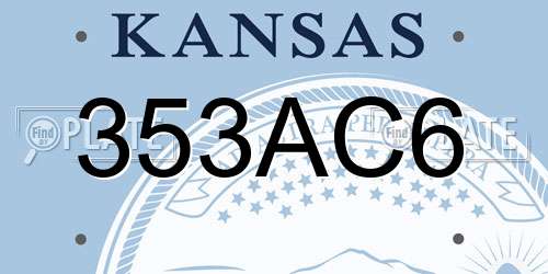 353AC6 Kansas License Plate
