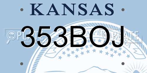 353BOJ Kansas License Plate