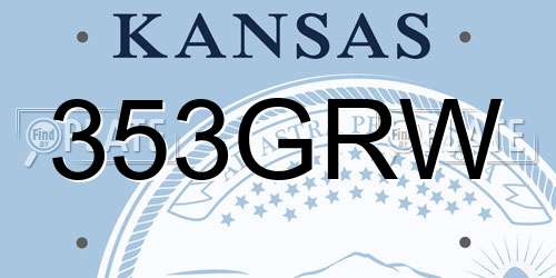 353GRW Kansas License Plate