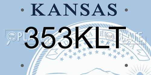 353KLT Kansas License Plate