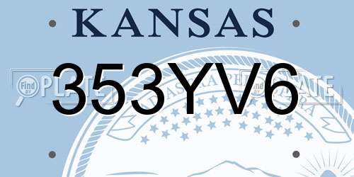 353YV6 Kansas License Plate