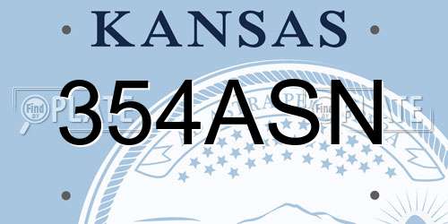 354ASN Kansas License Plate