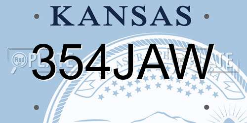 354JAW Kansas License Plate
