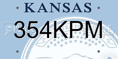 354KPM Kansas License Plate