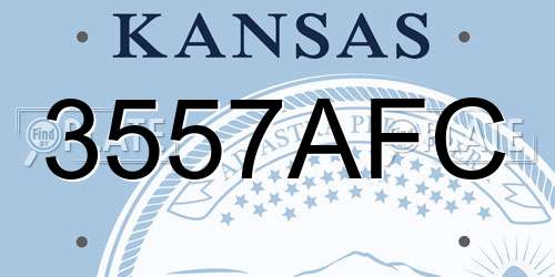 3557AFC Kansas License Plate
