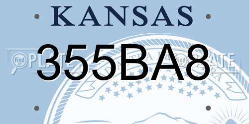 355BA8 Kansas License Plate