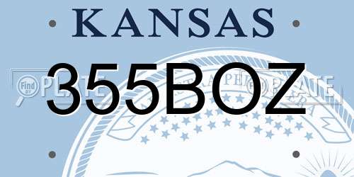 355BOZ Kansas License Plate