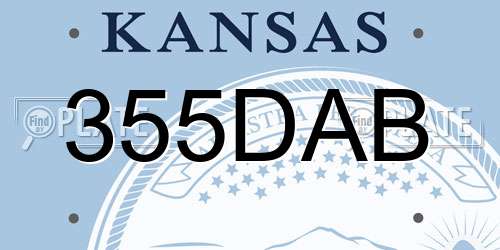355DAB Kansas License Plate