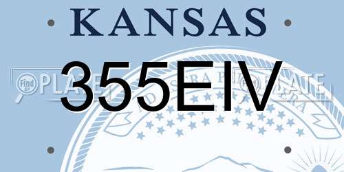 355EIV Kansas License Plate