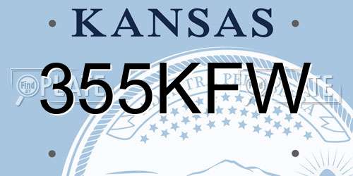 355KFW Kansas License Plate