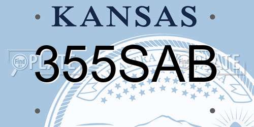 355SAB Kansas License Plate