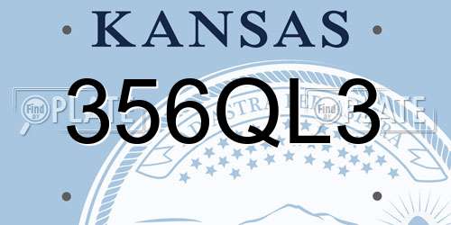 356QL3 Kansas License Plate