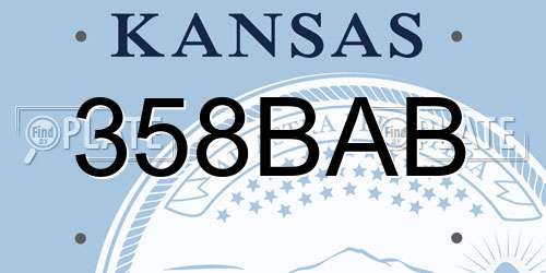 358BAB Kansas License Plate