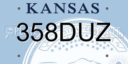 358DUZ Kansas License Plate