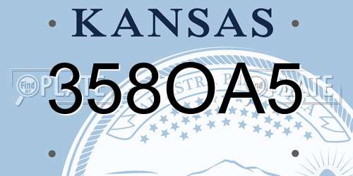 358OA5 Kansas License Plate