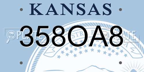 358OA8 Kansas License Plate