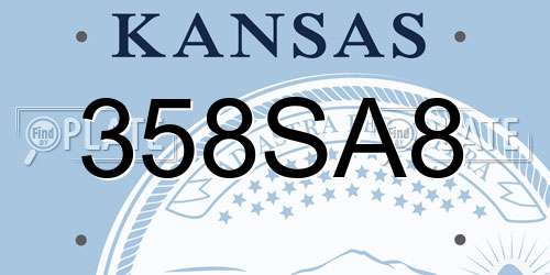 358SA8 Kansas License Plate