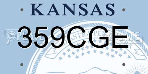 359CGE Kansas License Plate