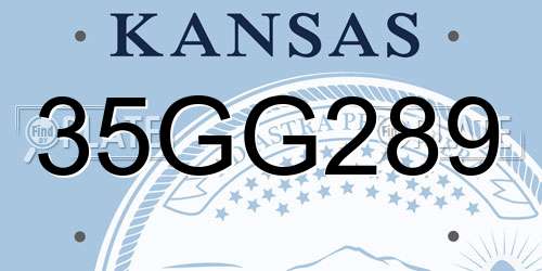 35GG289 Kansas License Plate