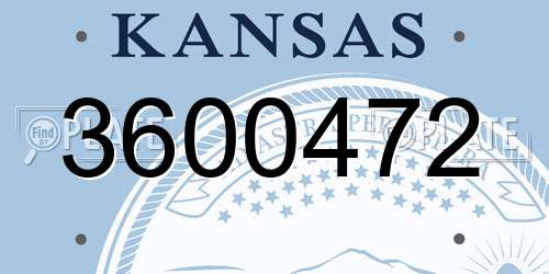 3600472 Kansas License Plate