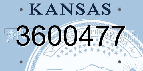 3600477 Kansas License Plate