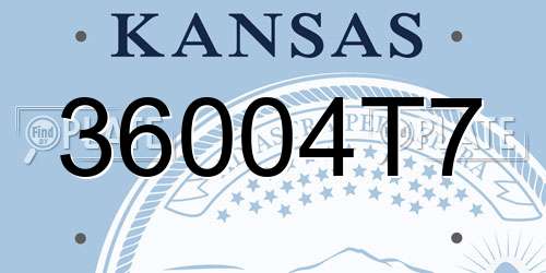 36004T7 Kansas License Plate