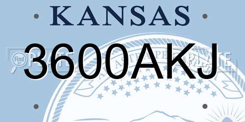 3600AKJ Kansas License Plate