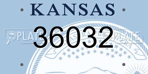 36032 Kansas License Plate