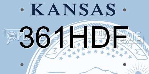 361HDF Kansas License Plate