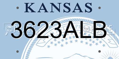 3623ALB Kansas License Plate
