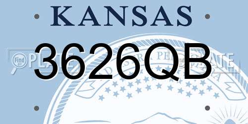 3626QB Kansas License Plate