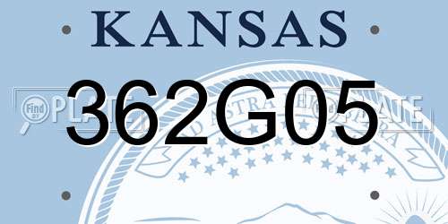 362G05 Kansas License Plate