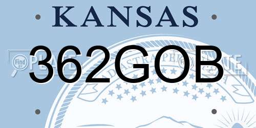 362GOB Kansas License Plate