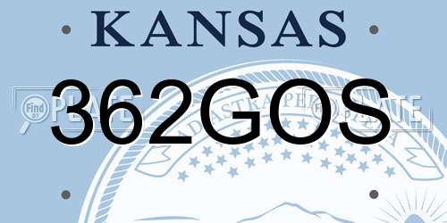 362GOS Kansas License Plate