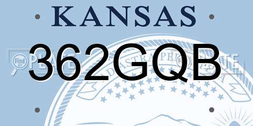362GQB Kansas License Plate