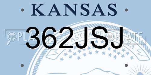 362JSJ Kansas License Plate