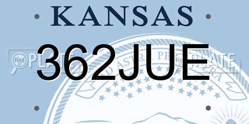 362JUE Kansas License Plate